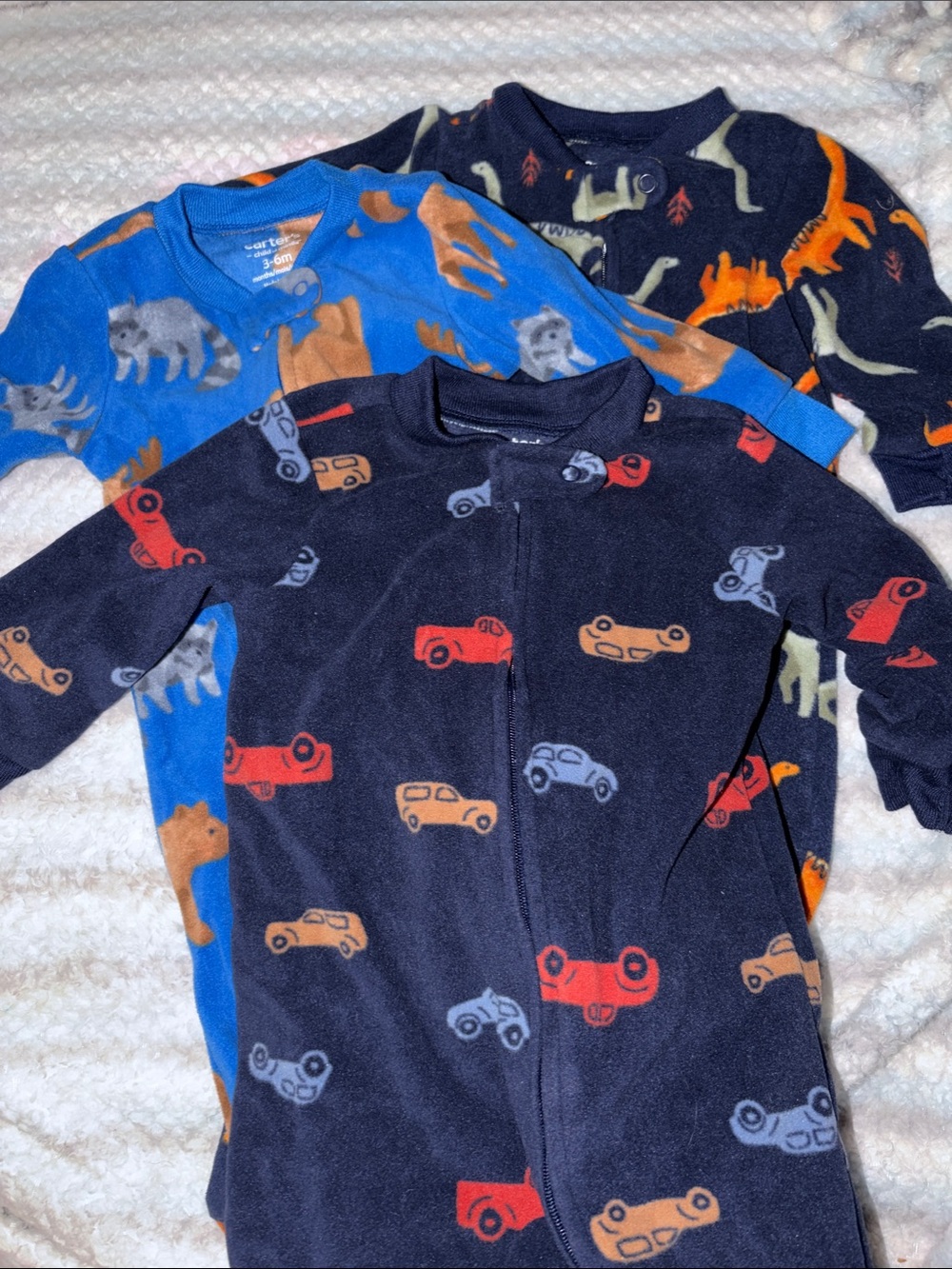 Carter's Navy, Blue, Orange and Tan Fleece Footless Sleepers - 3 Pack